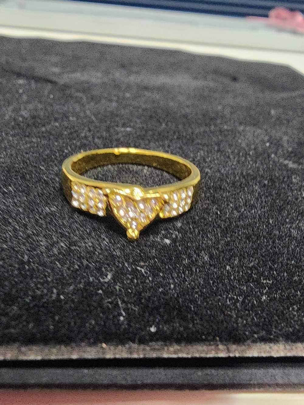 Gold-Tone Heart Ring with Crystal Pavé - Women's Fashion Jewelry Size 10